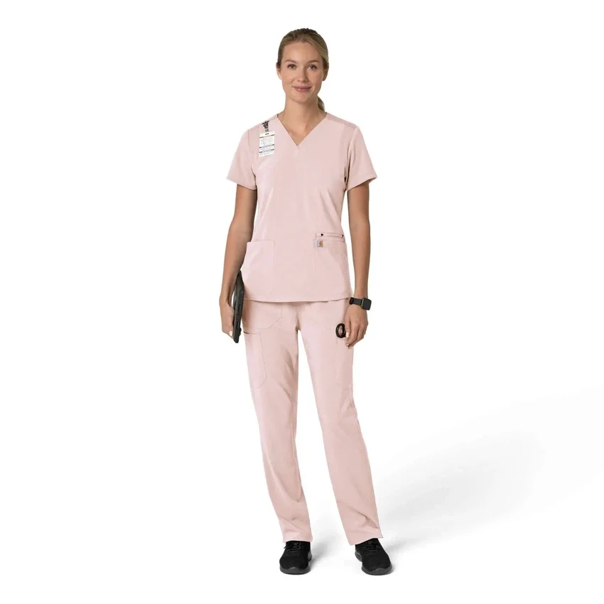 Blusa médica feminina Force Cross-Flex com painéis elásticos e decote em V