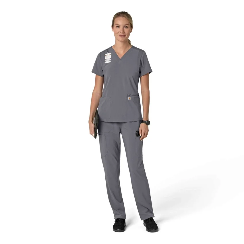 Blusa médica feminina Force Cross-Flex com painéis elásticos e decote em V
