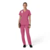 Blusa médica feminina Force Cross-Flex com painéis elásticos e decote em V