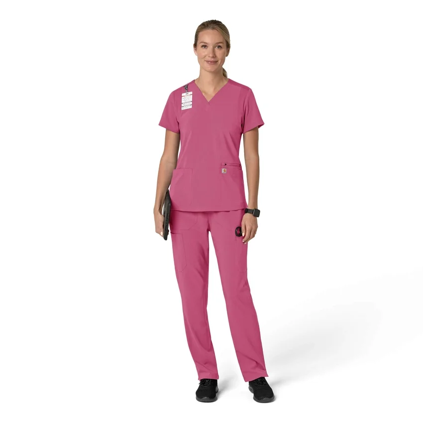 Blusa médica feminina Force Cross-Flex com painéis elásticos e decote em V