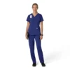 Blusa médica feminina Force Cross-Flex com painéis elásticos e decote em V