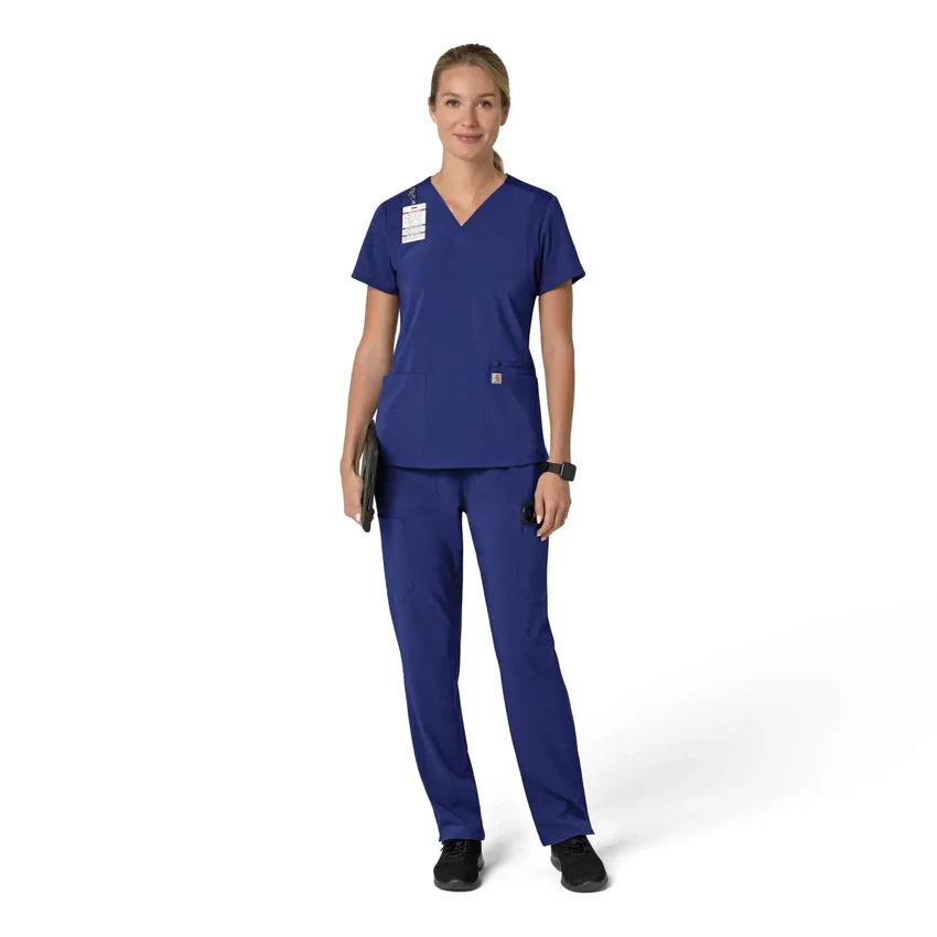 Blusa médica feminina Force Cross-Flex com painéis elásticos e decote em V