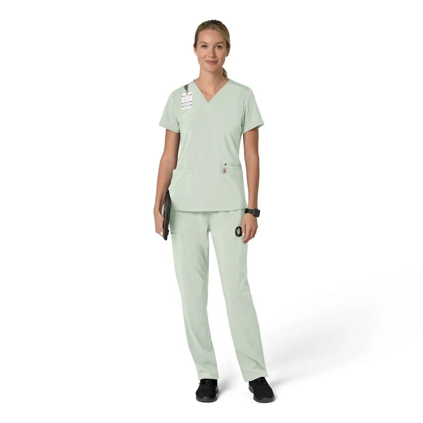 Blusa médica feminina Force Cross-Flex com painéis elásticos e decote em V
