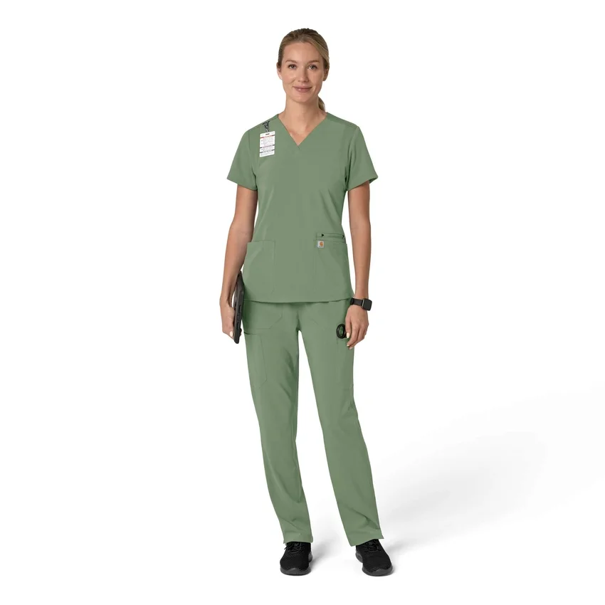 Blusa médica feminina Force Cross-Flex com painéis elásticos e decote em V