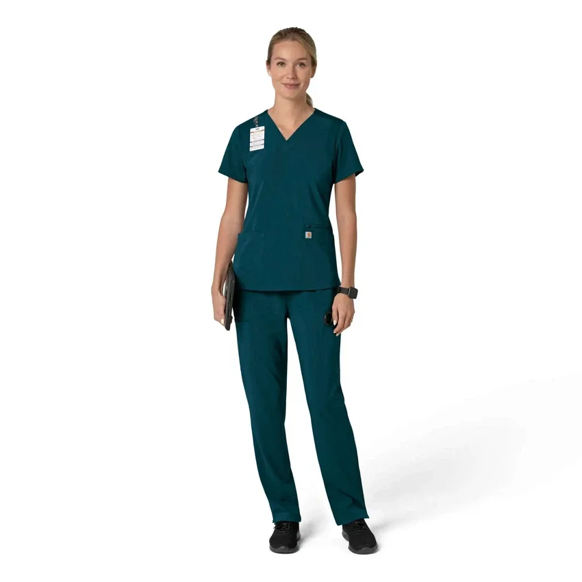 Blusa médica feminina Force Cross-Flex com painéis elásticos e decote em V