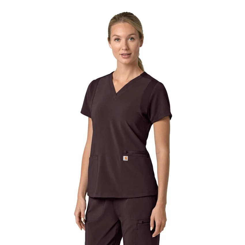 Blusa médica feminina Force Cross-Flex com painéis elásticos e decote em V