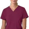 Blusa médica feminina Force Cross-Flex com painéis elásticos e decote em V
