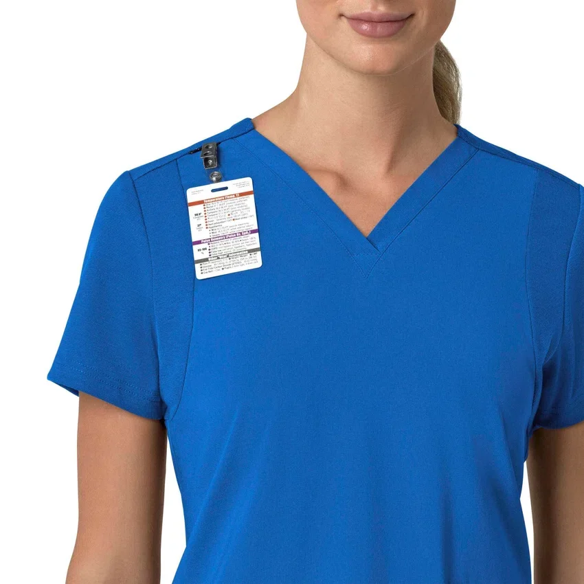 Blusa médica feminina Force Cross-Flex com painéis elásticos e decote em V