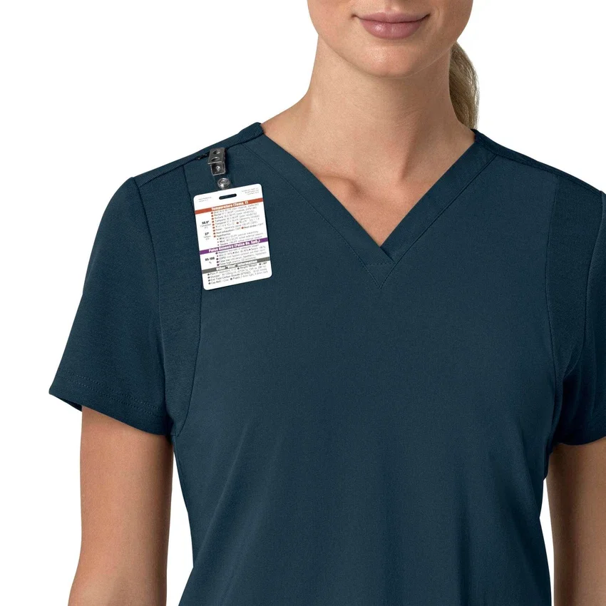 Blusa médica feminina Force Cross-Flex com painéis elásticos e decote em V