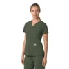 Blusa médica feminina Force Cross-Flex com painéis elásticos e decote em V