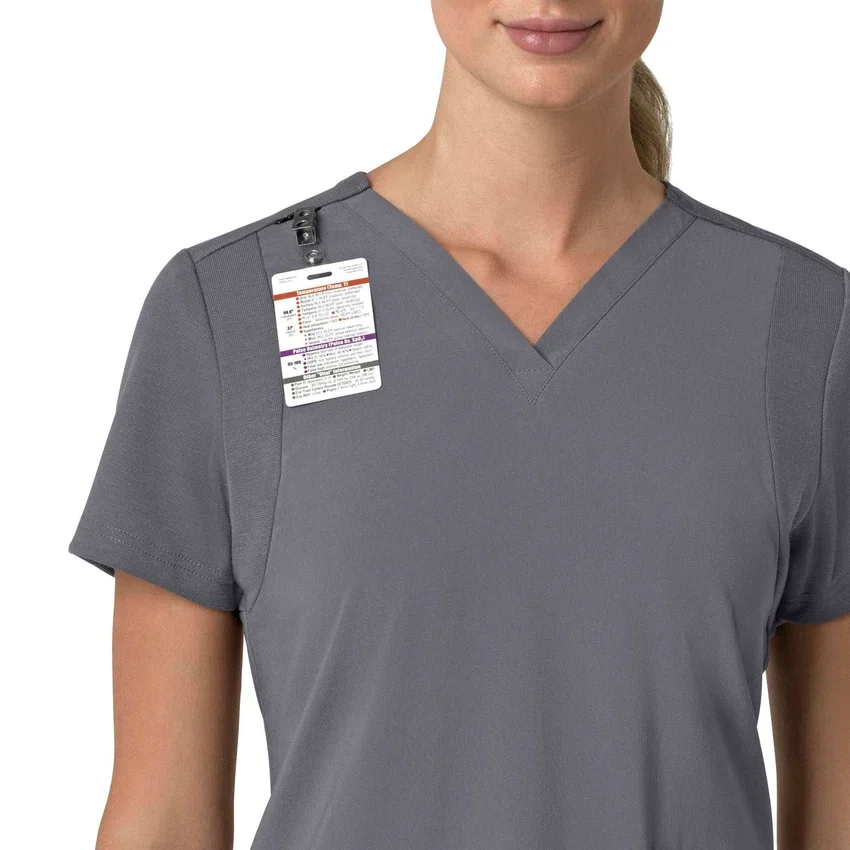 Blusa médica feminina Force Cross-Flex com painéis elásticos e decote em V
