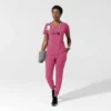 Blusa médica feminina Force Cross-Flex com painéis elásticos e decote em V