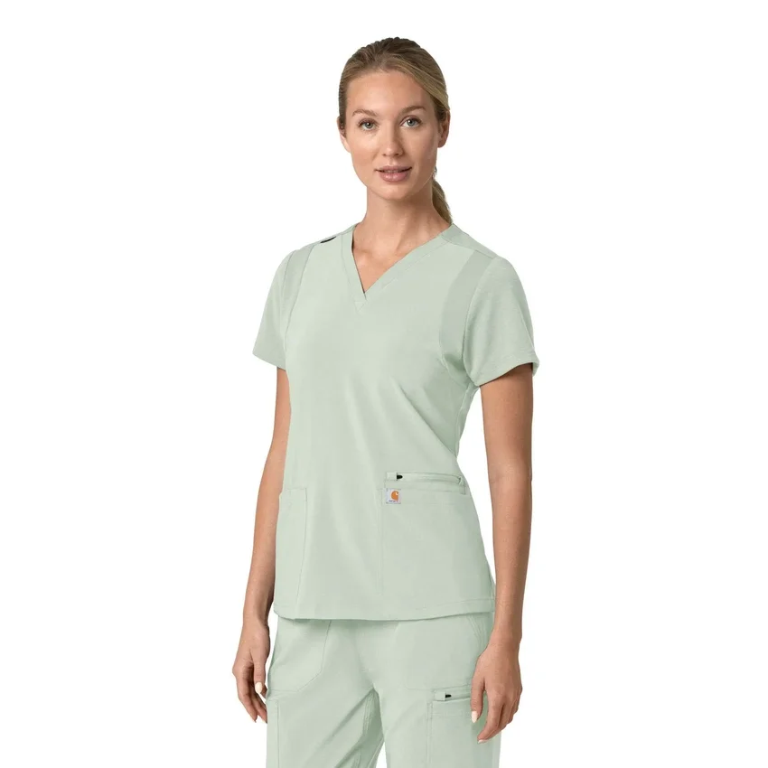 Blusa médica feminina Force Cross-Flex com painéis elásticos e decote em V