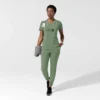 Blusa médica feminina Force Cross-Flex com painéis elásticos e decote em V
