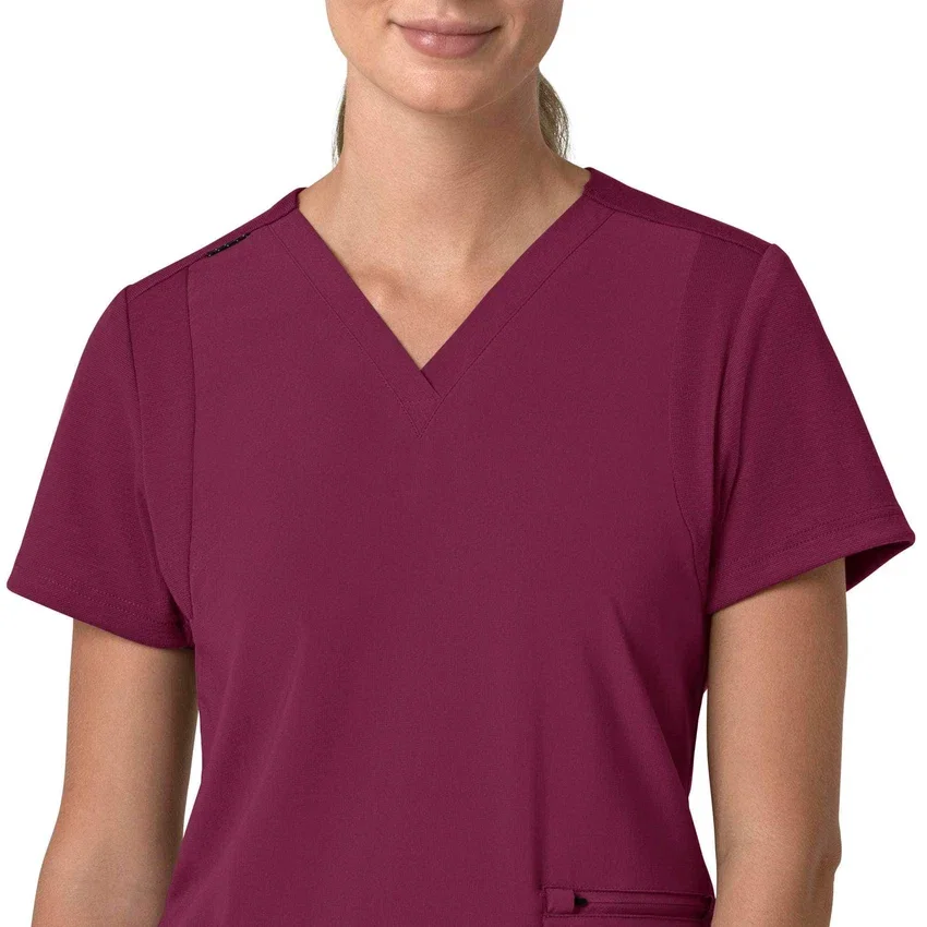 Blusa médica feminina Force Cross-Flex com painéis elásticos e decote em V