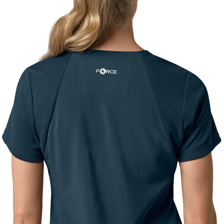 Blusa médica feminina Force Cross-Flex com painéis elásticos e decote em V