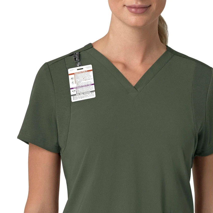 Blusa médica feminina Force Cross-Flex com painéis elásticos e decote em V