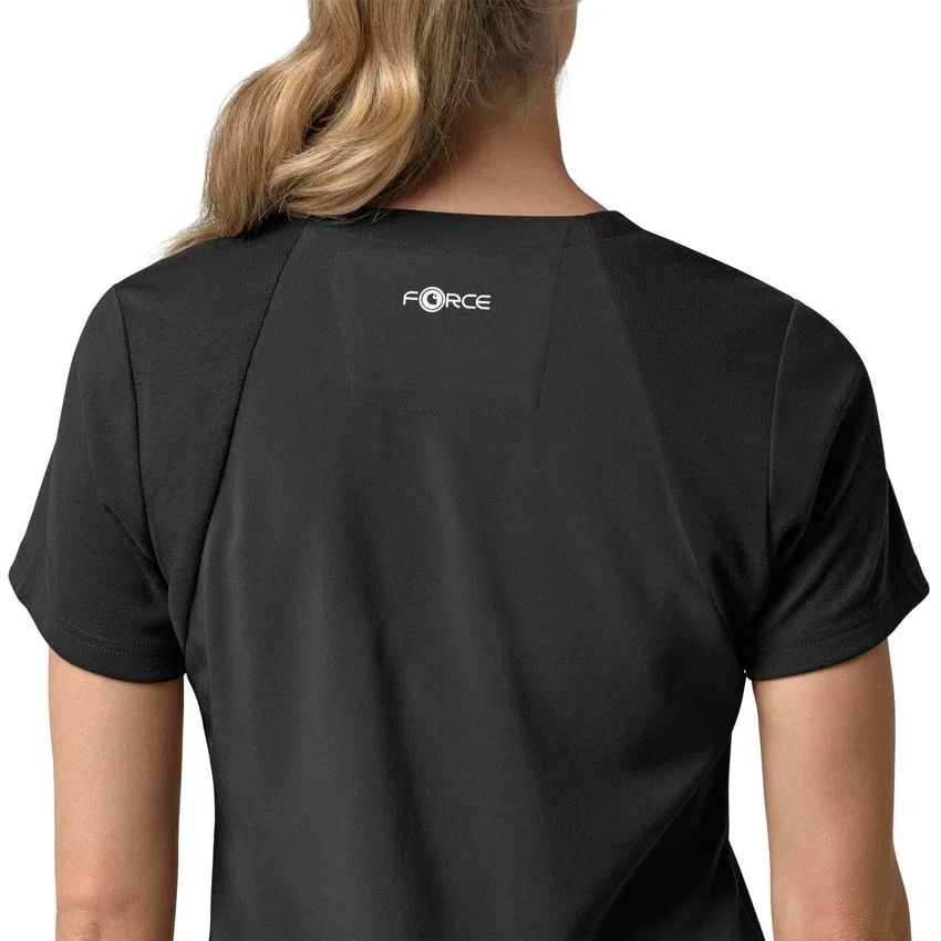 Blusa médica feminina Force Cross-Flex com painéis elásticos e decote em V
