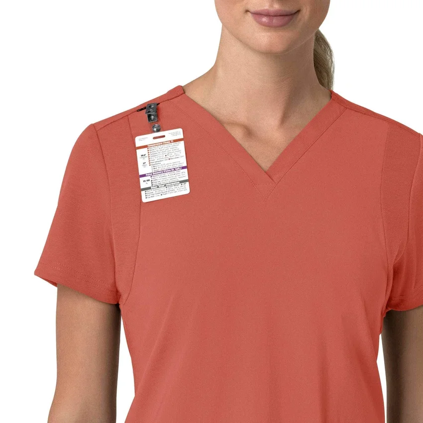 Blusa médica feminina Force Cross-Flex com painéis elásticos e decote em V