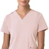 Blusa médica feminina Force Cross-Flex com painéis elásticos e decote em V