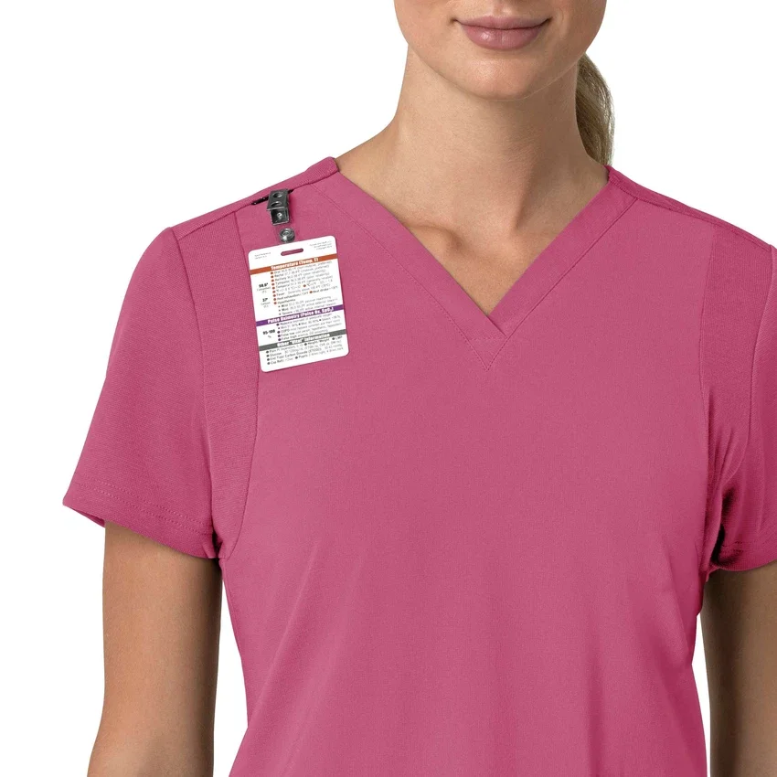Blusa médica feminina Force Cross-Flex com painéis elásticos e decote em V
