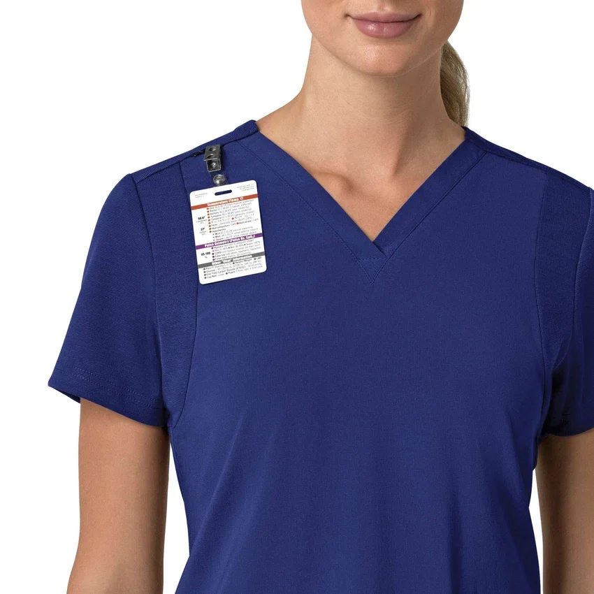 Blusa médica feminina Force Cross-Flex com painéis elásticos e decote em V
