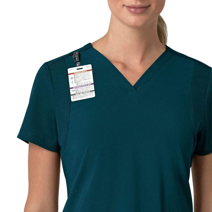 Blusa médica feminina Force Cross-Flex com painéis elásticos e decote em V