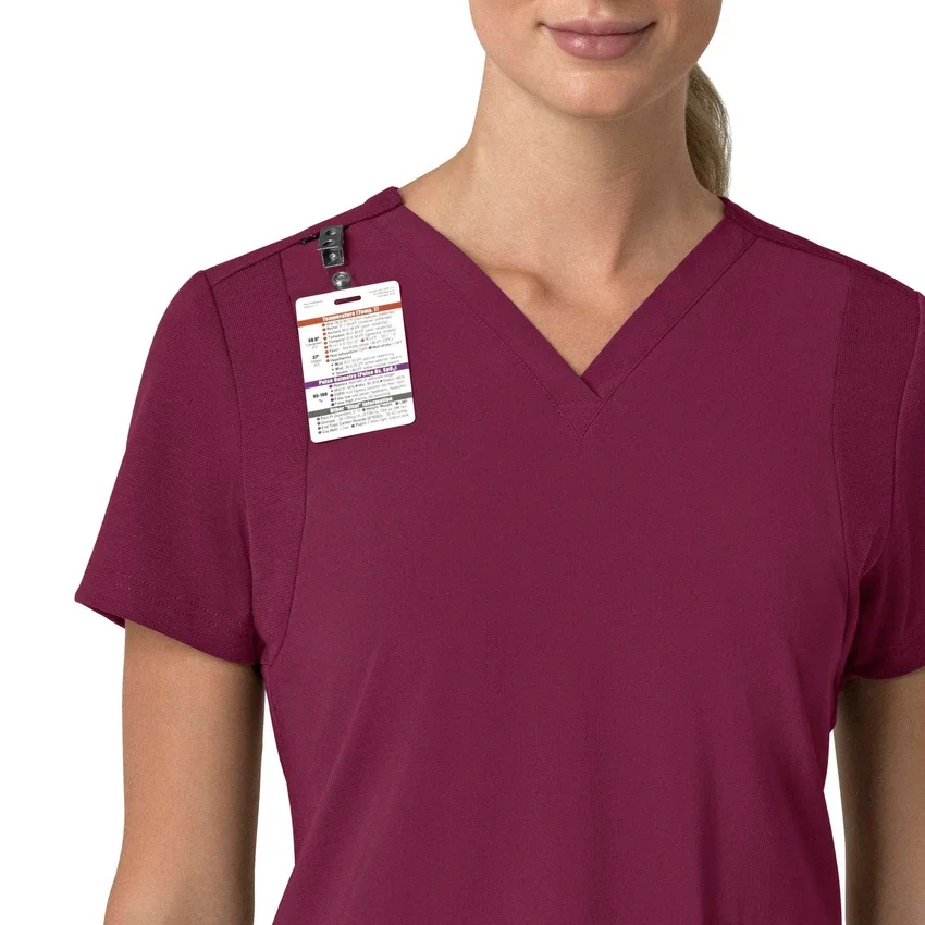 Blusa médica feminina Force Cross-Flex com painéis elásticos e decote em V