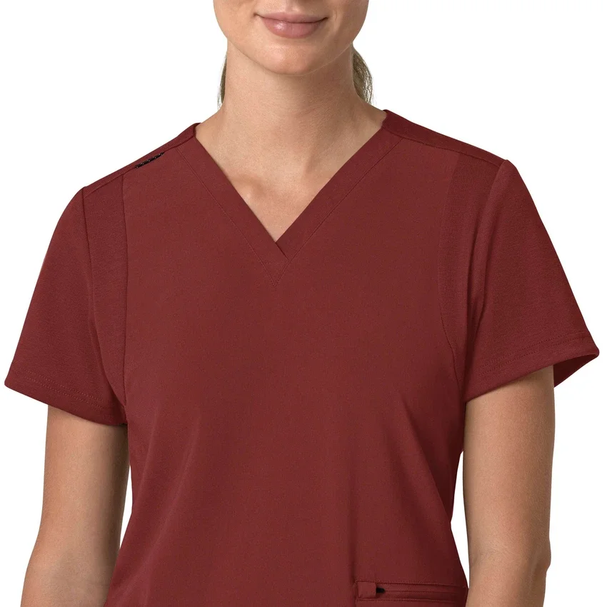 Blusa médica feminina Force Cross-Flex com painéis elásticos e decote em V
