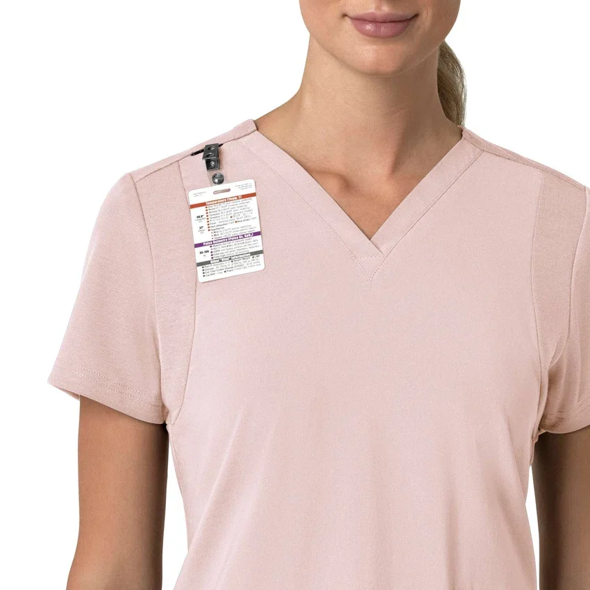 Blusa médica feminina Force Cross-Flex com painéis elásticos e decote em V