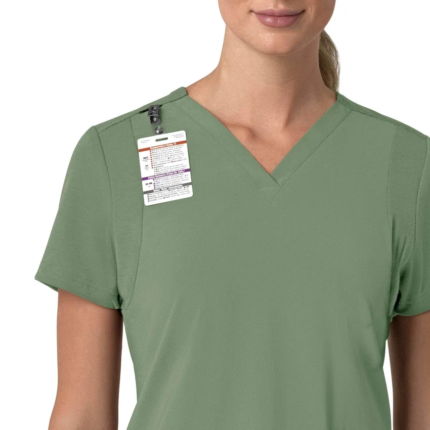 Blusa médica feminina Force Cross-Flex com painéis elásticos e decote em V