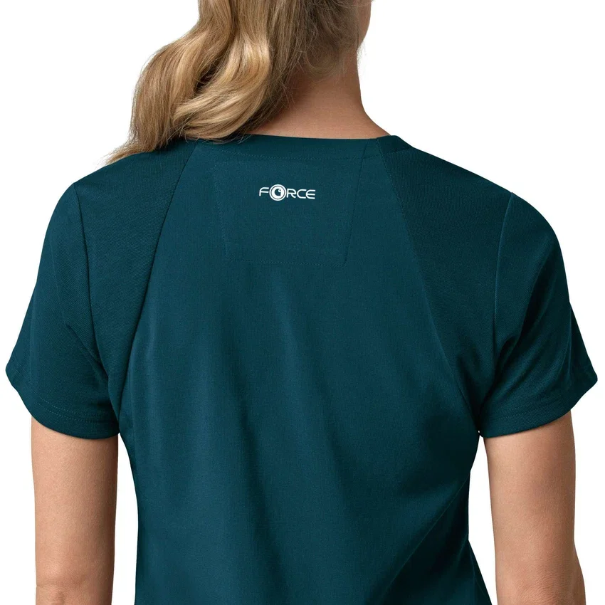 Blusa médica feminina Force Cross-Flex com painéis elásticos e decote em V