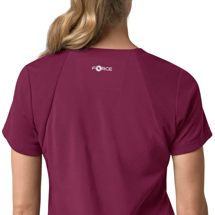 Blusa médica feminina Force Cross-Flex com painéis elásticos e decote em V