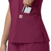 Blusa médica feminina Force Cross-Flex com painéis elásticos e decote em V