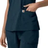 Blusa médica feminina Force Cross-Flex com painéis elásticos e decote em V