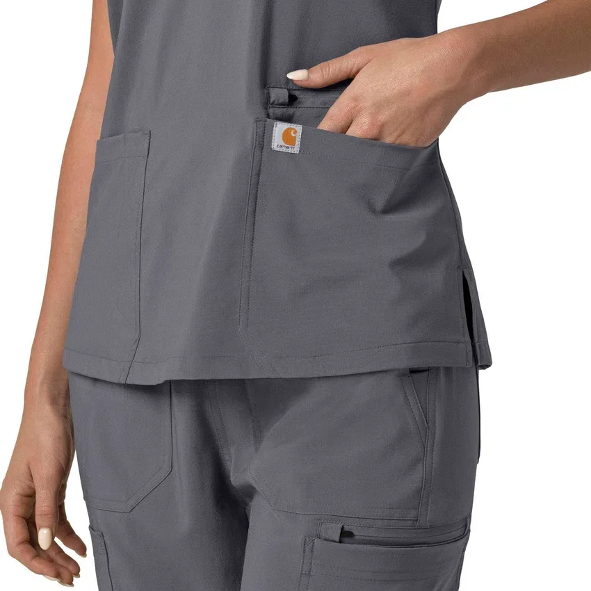 Blusa médica feminina Force Cross-Flex com painéis elásticos e decote em V