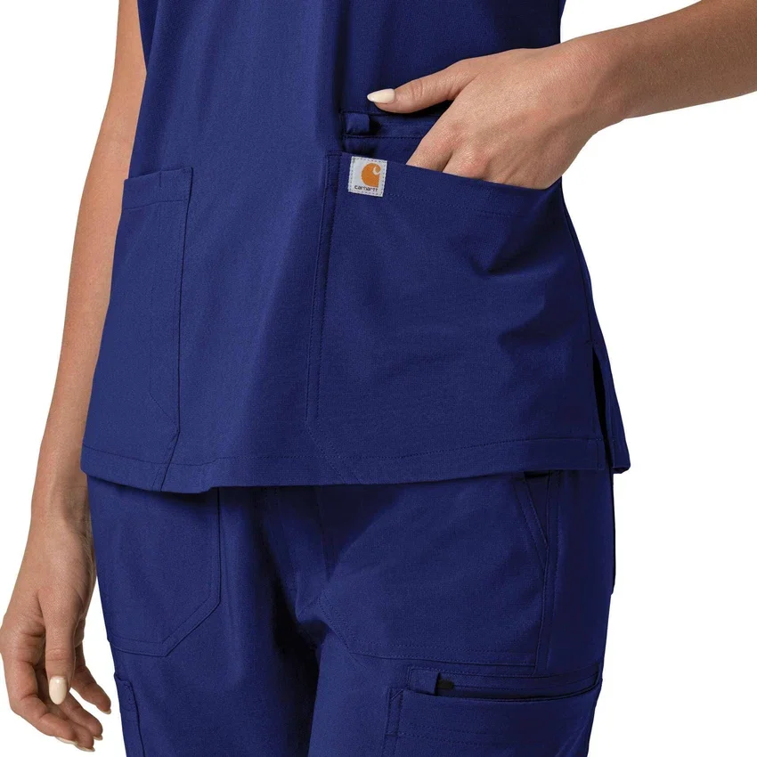 Blusa médica feminina Force Cross-Flex com painéis elásticos e decote em V