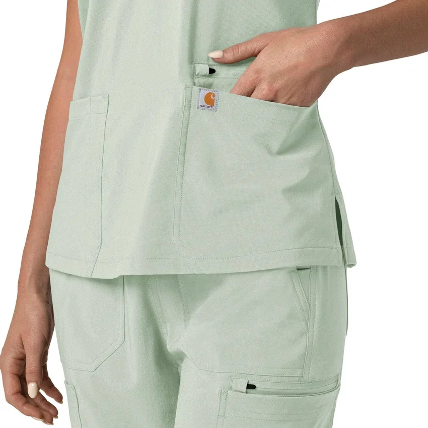 Blusa médica feminina Force Cross-Flex com painéis elásticos e decote em V