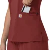 Blusa médica feminina Force Cross-Flex com painéis elásticos e decote em V
