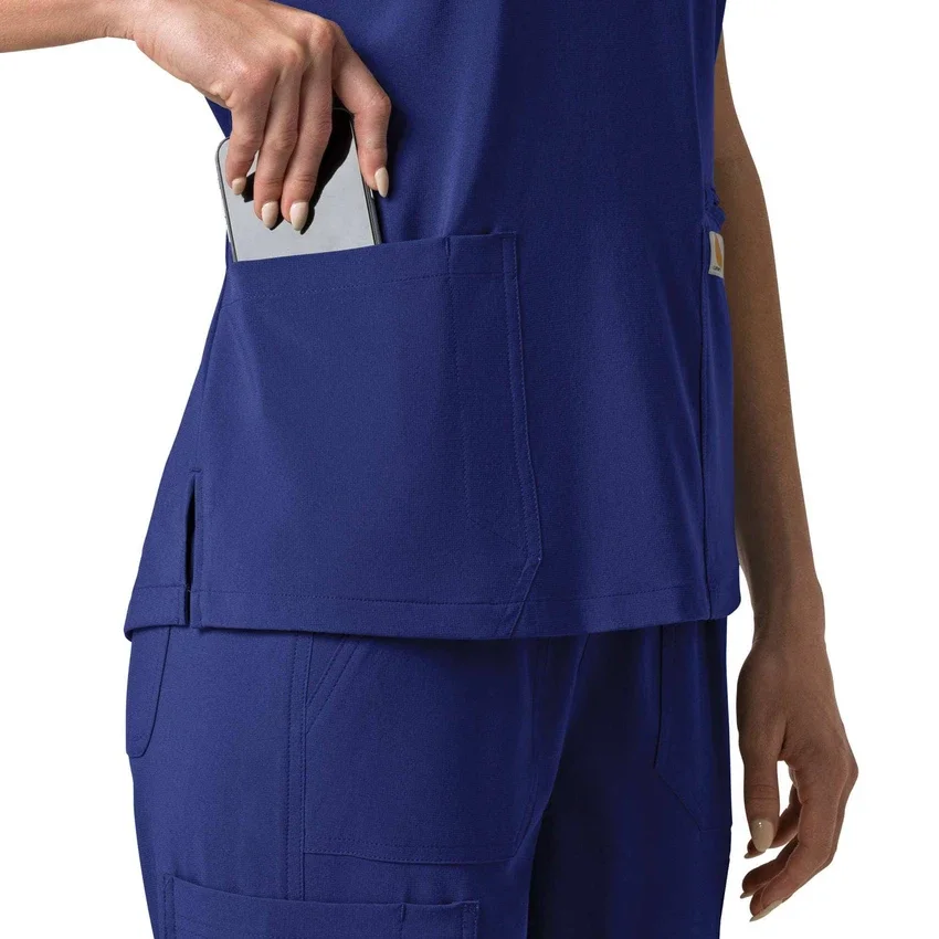 Blusa médica feminina Force Cross-Flex com painéis elásticos e decote em V