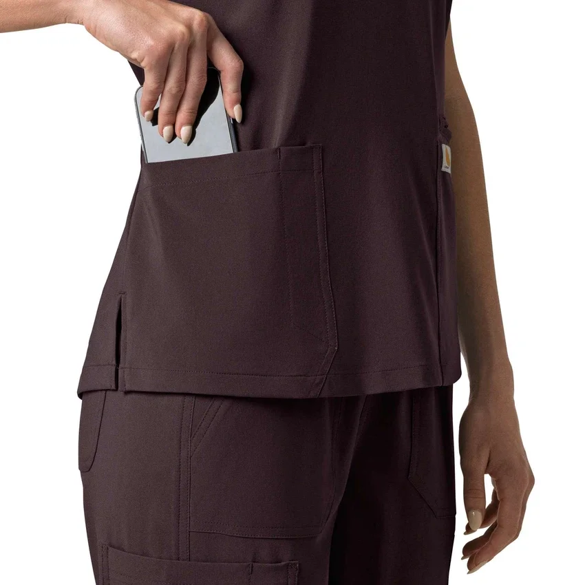 Blusa médica feminina Force Cross-Flex com painéis elásticos e decote em V