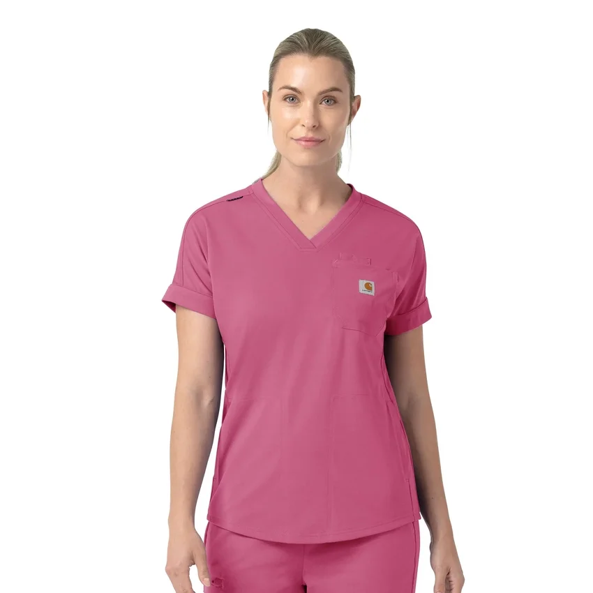 Blusa médica feminina Force Cross-Flex de malha com decote em V