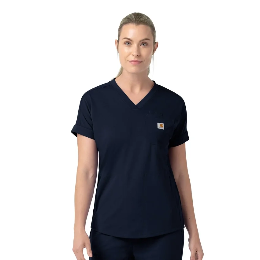 Blusa médica feminina Force Cross-Flex de malha com decote em V