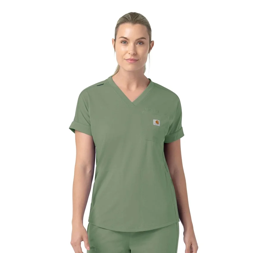 Blusa médica feminina Force Cross-Flex de malha com decote em V