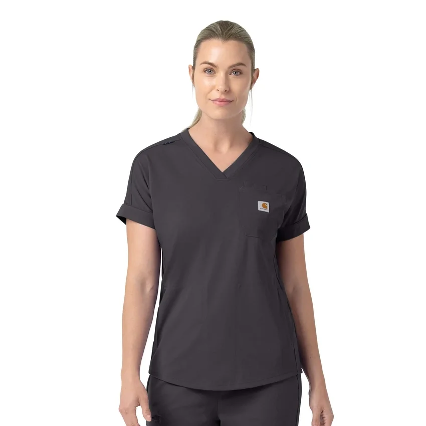 Blusa médica feminina Force Cross-Flex de malha com decote em V