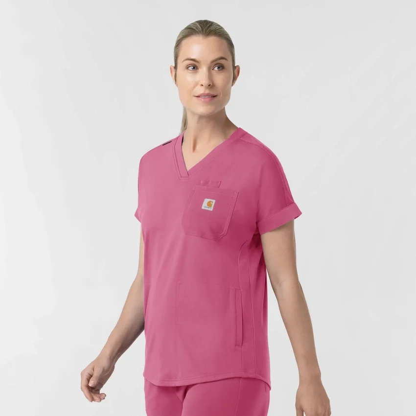 Blusa médica feminina Force Cross-Flex de malha com decote em V