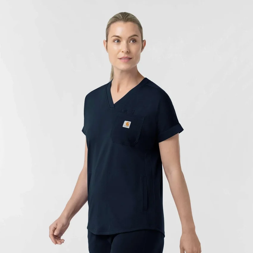 Blusa médica feminina Force Cross-Flex de malha com decote em V