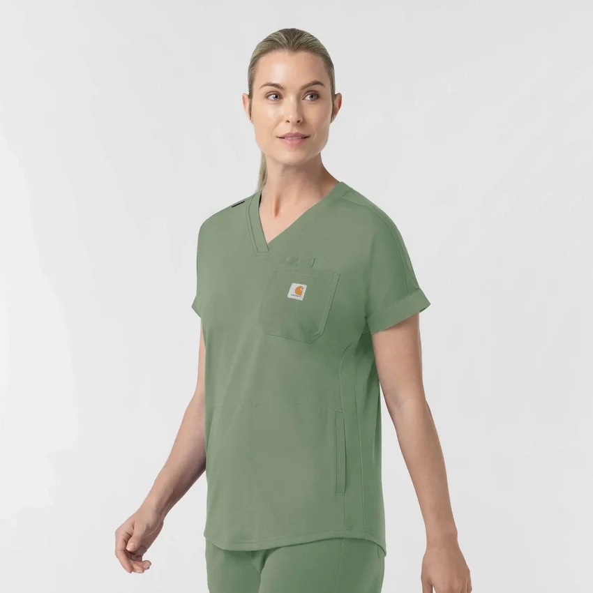Blusa médica feminina Force Cross-Flex de malha com decote em V