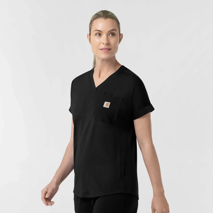 Blusa médica feminina Force Cross-Flex de malha com decote em V