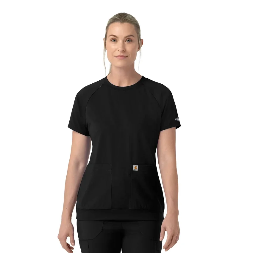 Blusa médica feminina Force Cross-Flex de malha com gola redonda